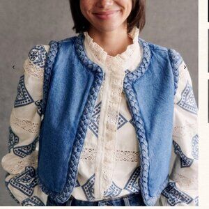 Sezane Abby Jacket - Solidarity Creation Light Blue - Size 8, Like New